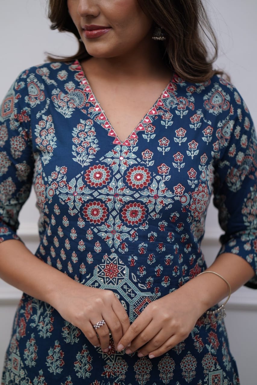 Pathani Blue cotton kurta set