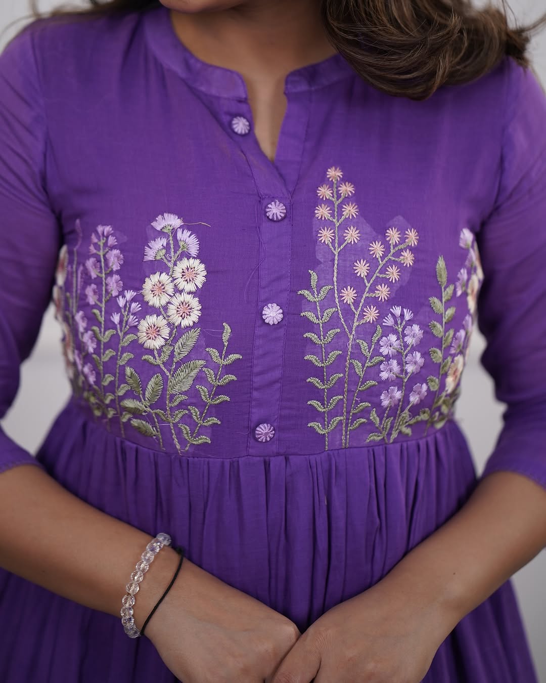 Graceful Purple Embroidery Anarkali 3pc Suit