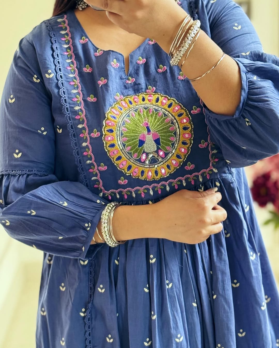 Royal Peacock Blue Anarkali Set