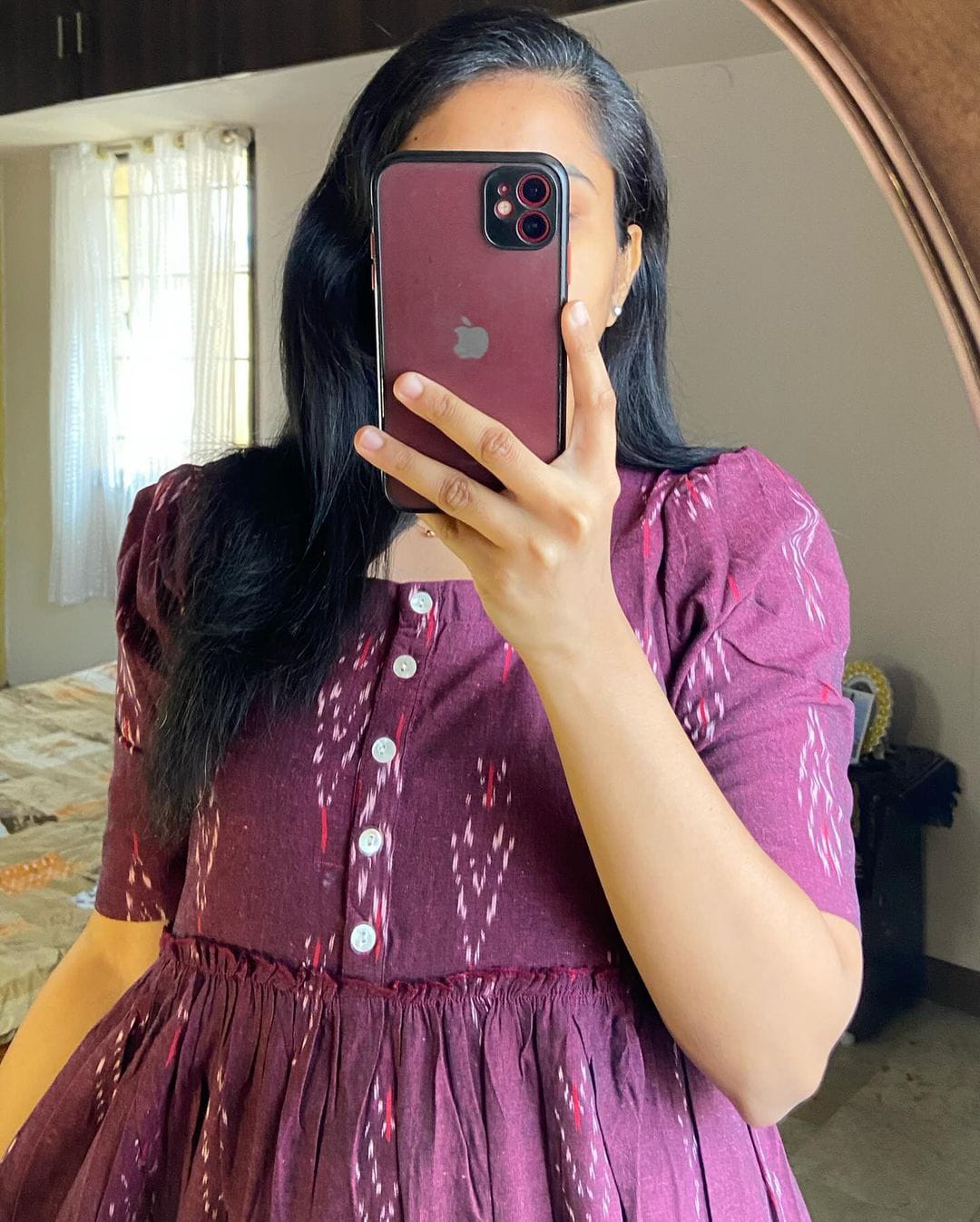 Deep Wine Fit & Flare Dress