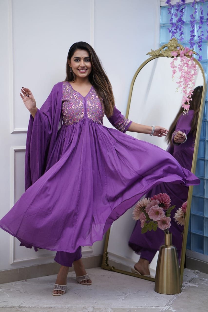 Royal Purple Sequence Embroidered Anarkali Set