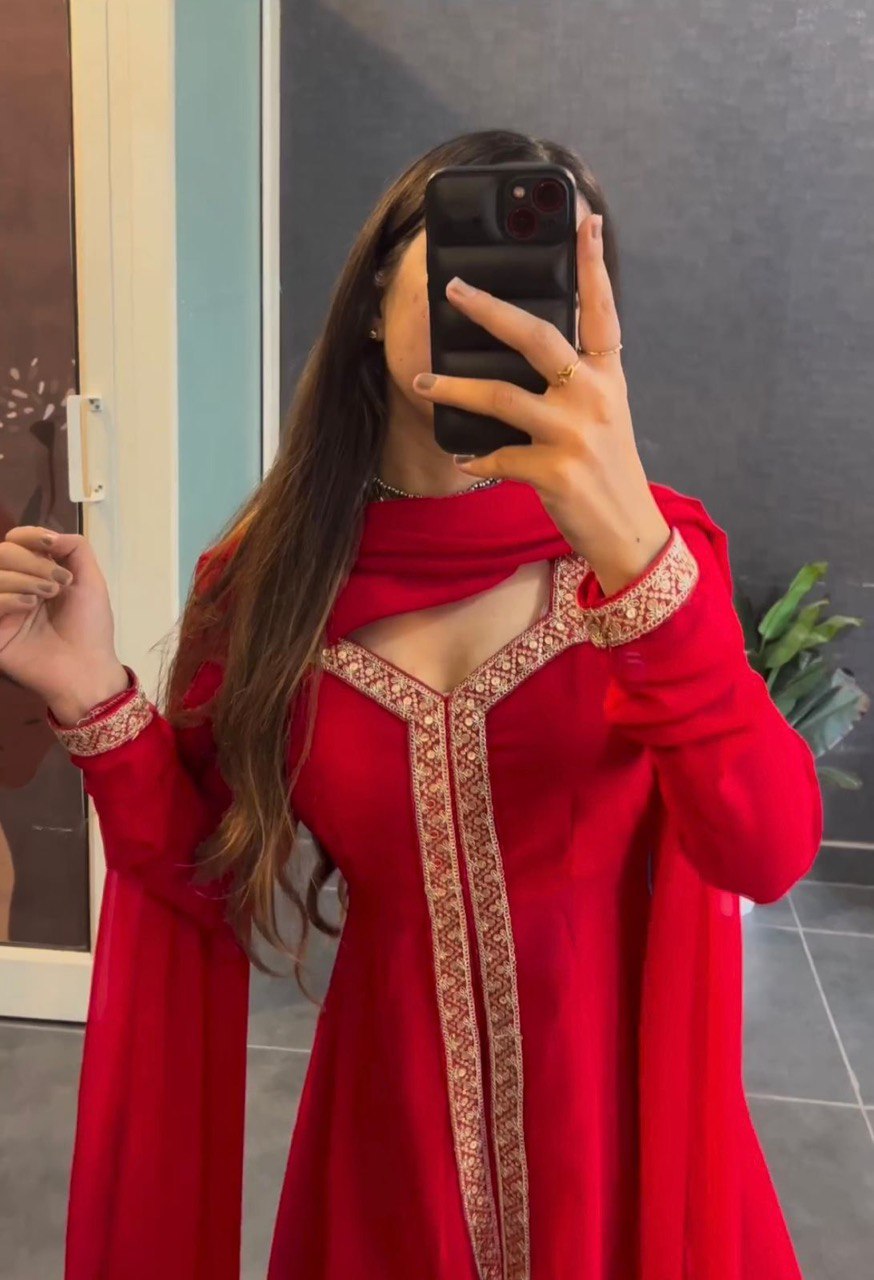 Red  Sequence Georgette Myra Set