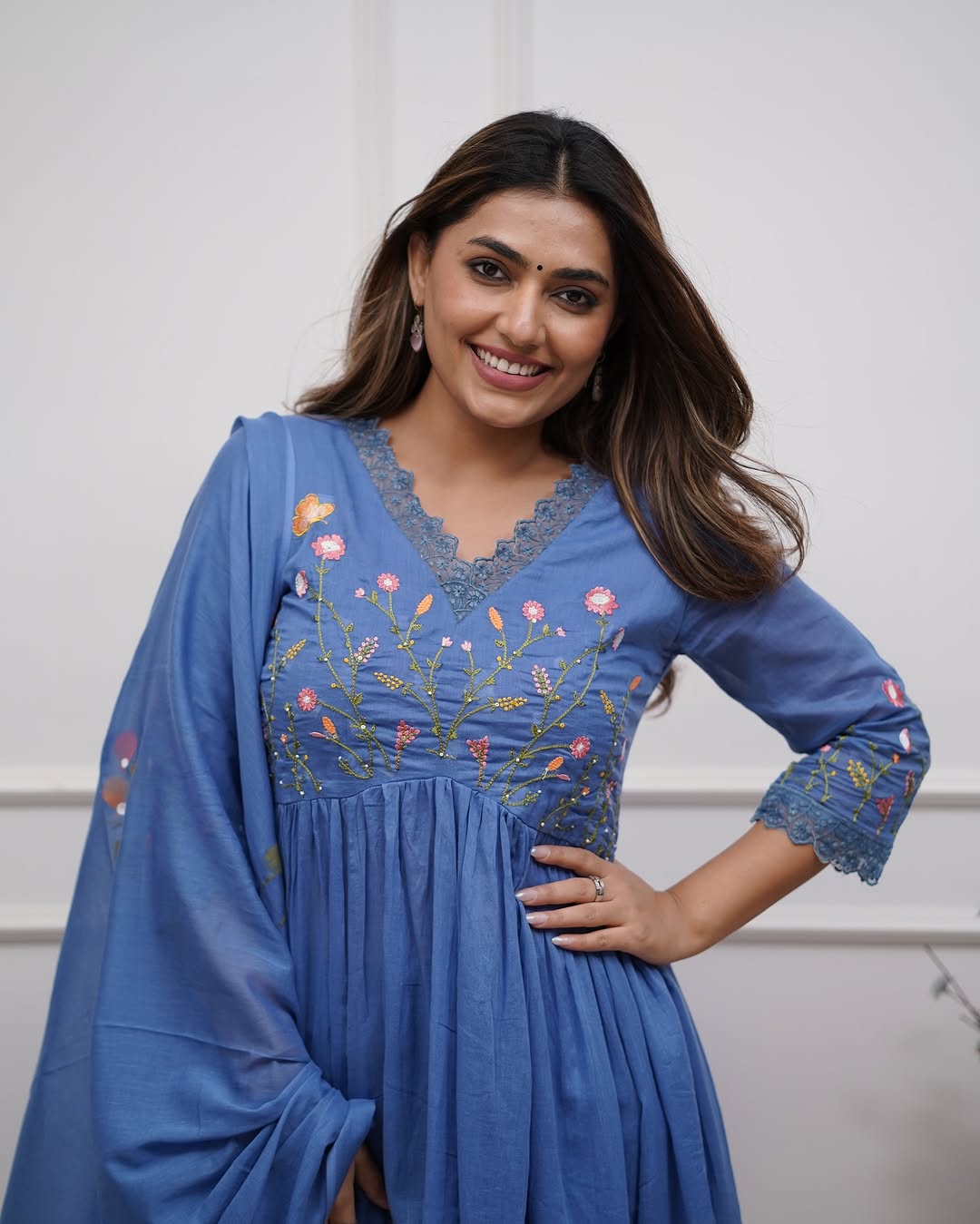 Blue Orchid Embroidered Anarkali