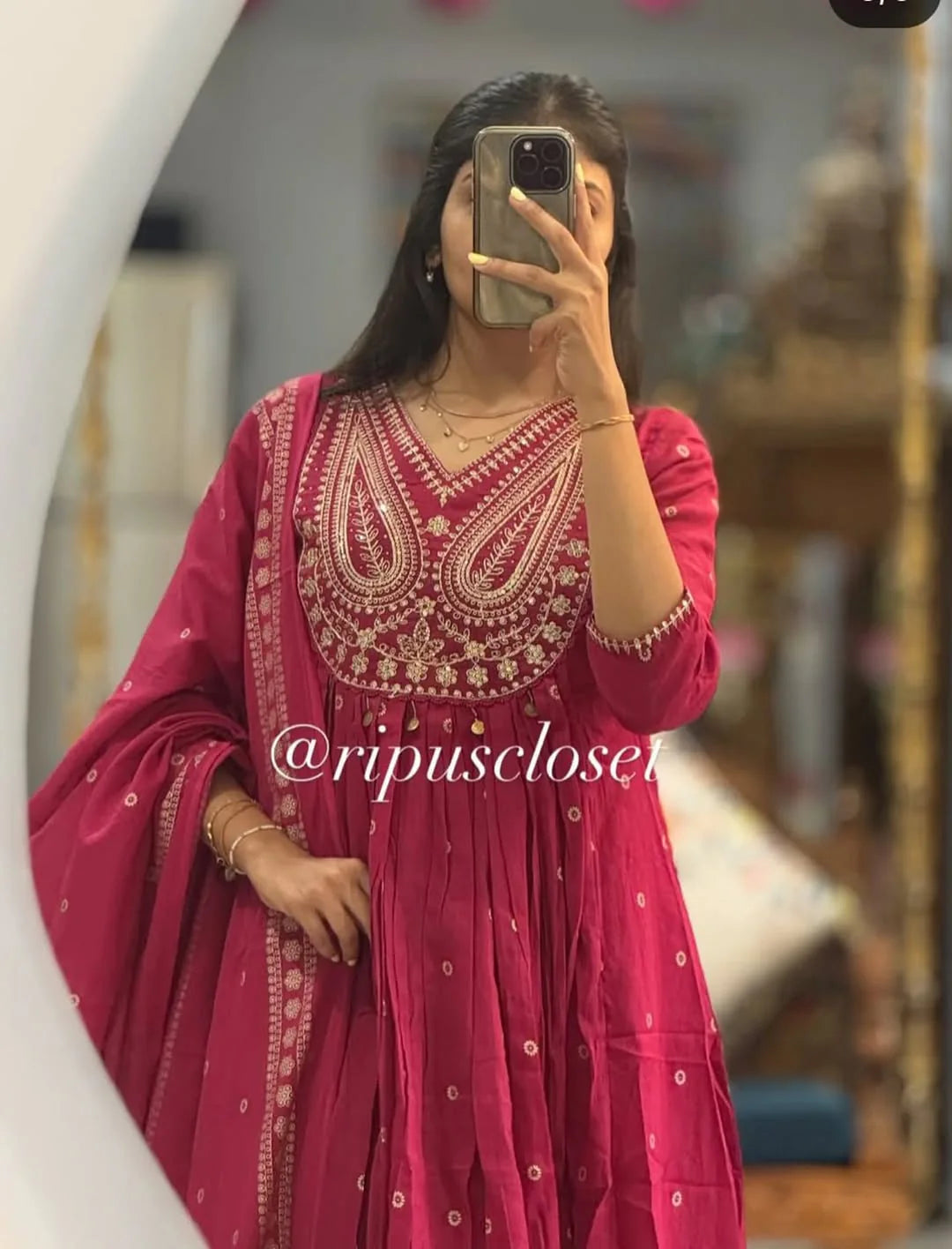 Stylish Cotton Embroidery Work Anarkali Kurta Set with Dupatta