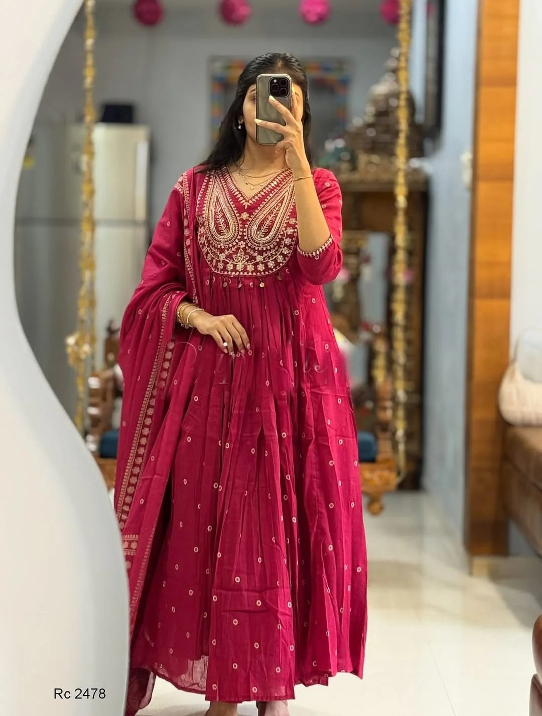 Stylish Cotton Embroidery Work Anarkali Kurta Set with Dupatta