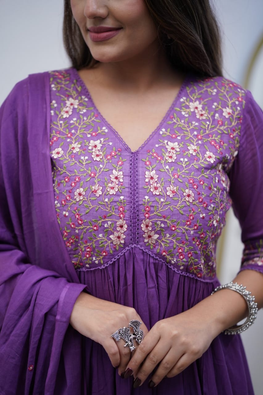 Royal Purple Sequence Embroidered Anarkali Set