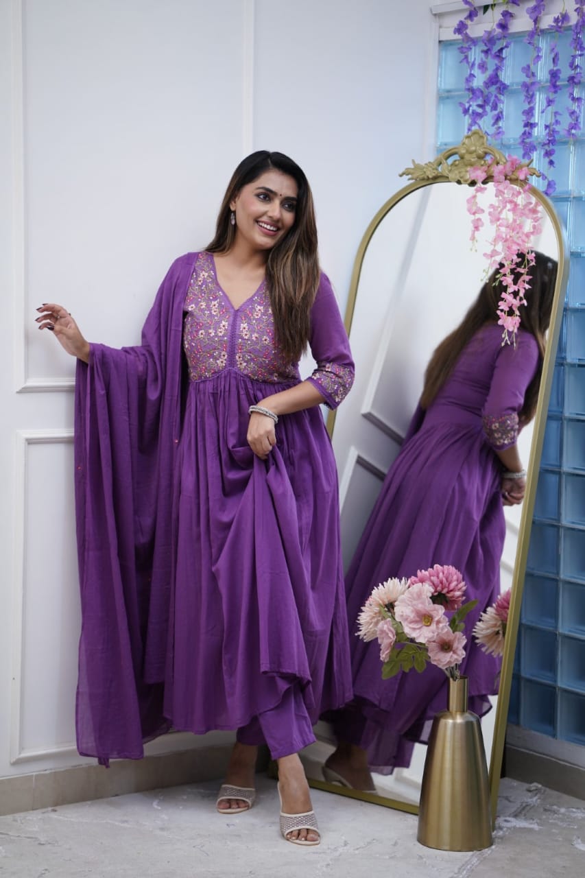 Royal Purple Sequence Embroidered Anarkali Set